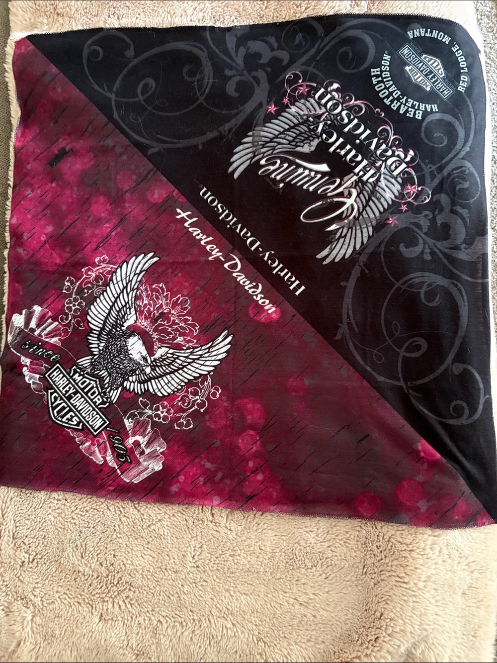 Harley-Davidson Black and Burgundy Eagle Bandana
